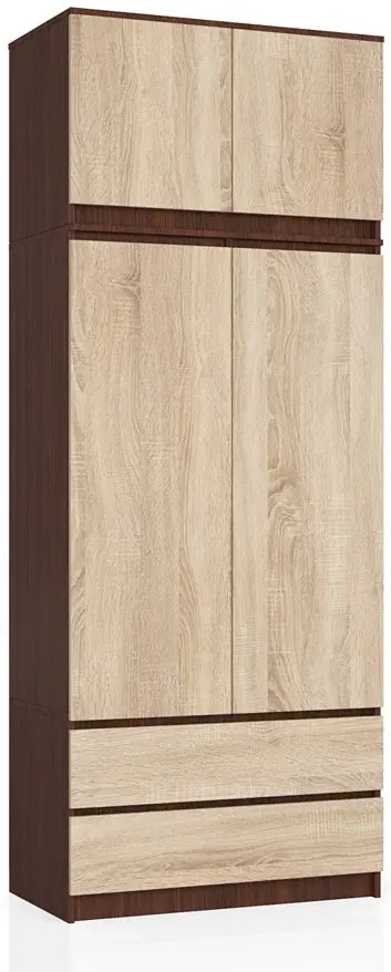 Szafa z drążkiem i półkami wenge + dąb sonoma - Enio 3X
