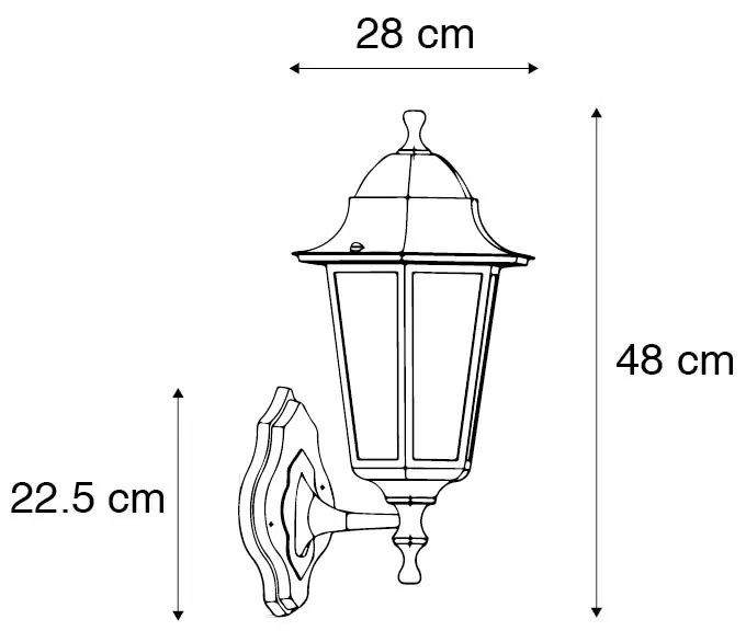 Zewnetrzna Lampion zewnętrzny ścienny czarny z czujnikiem ruchu IP44 - New Orleans up klasyczny/Antyczny Oswietlenie zewnetrzne