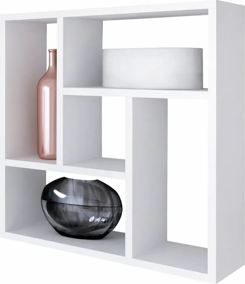 Biała półka wisząca kwadratowa H6-B68