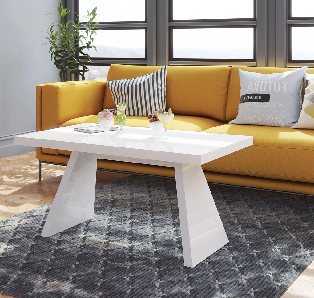 Nowoczesna ława pokojowa w wysokim połysku Ala biała