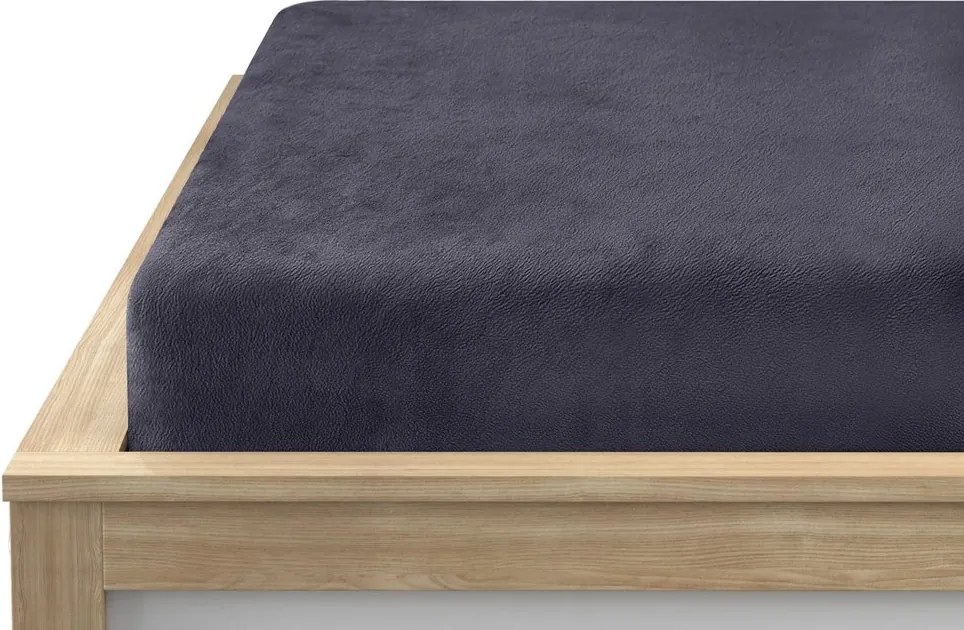 PrzytulneMieszkanie.pl Prześcieradło z mikropluszu SOFT BRONE 90x200 cm antracytowy szare