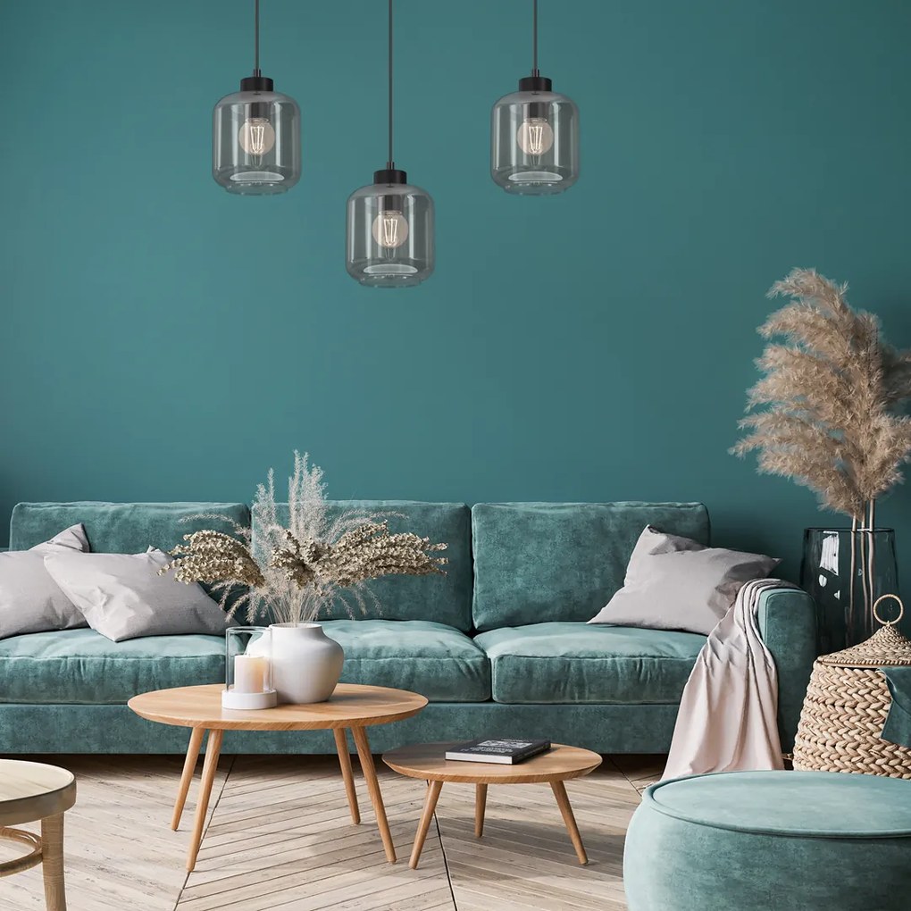 Lampa wisząca SOMBRA SMOKED 3xE27, potrójna, 3 klosze, na listwie