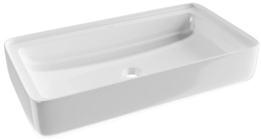 Umywalka ceramiczna nablatowa prostokątna biała bez otworu na baterię 76 x 41 cm KLUDE