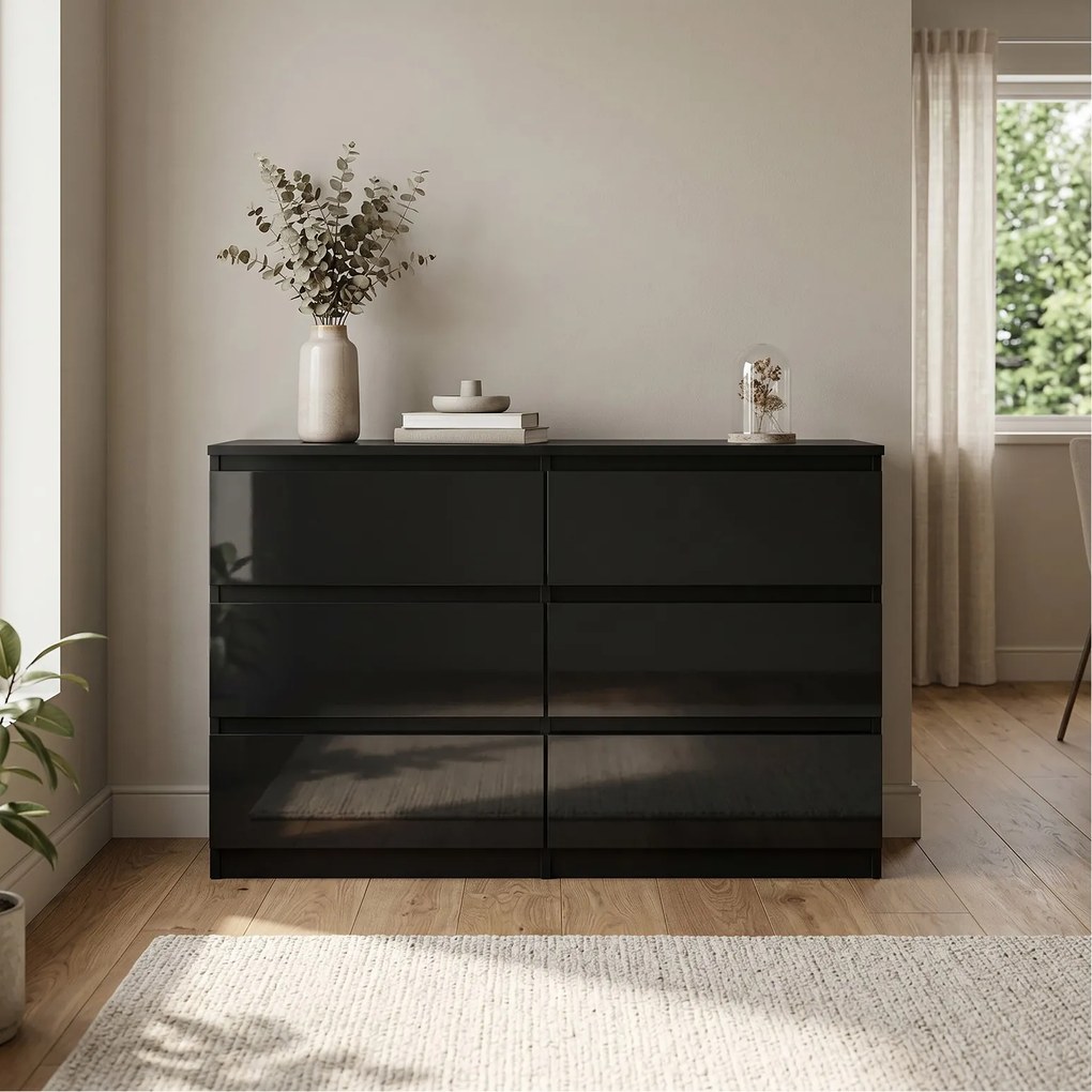 Komoda NUDO 120 cm do Salonu Sypialni 6 Szuflad Czarny
