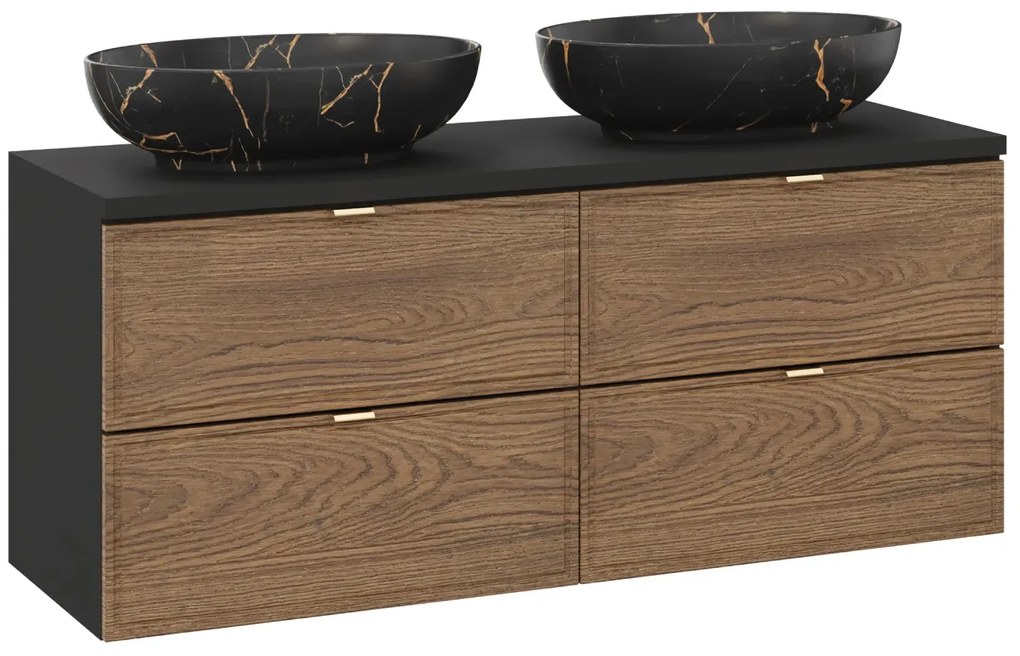 Szafka pod umywalkę nablatową TALIA CASELLA 2S 80cm dąb casella/czarny mat z blatem COMAD