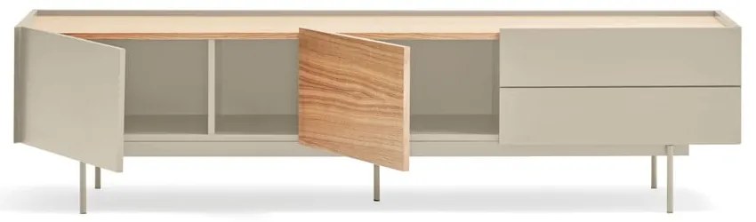 Beżowo-naturalna szafka pod TV w dekorze dębu 180x45 cm Otto – Teulat