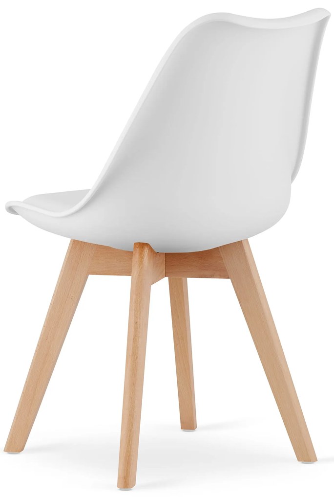 Zestaw jadalniany 1 + 4, biały stół ADRIA 120x80 cm + białe krzesło BALI MARK z bukowymi nogami