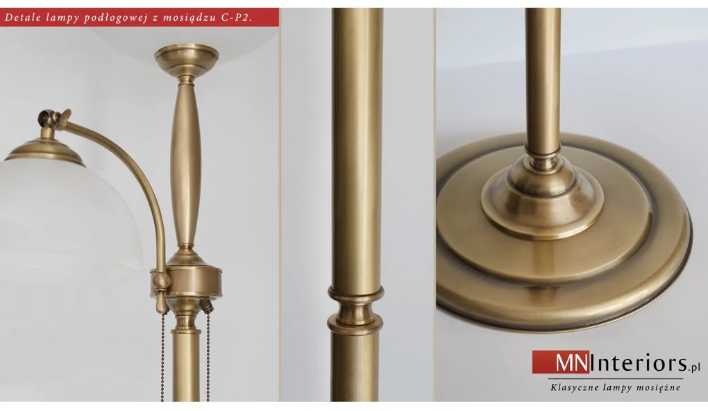 Lampa podłogowa mosiężna do salonu C-P2