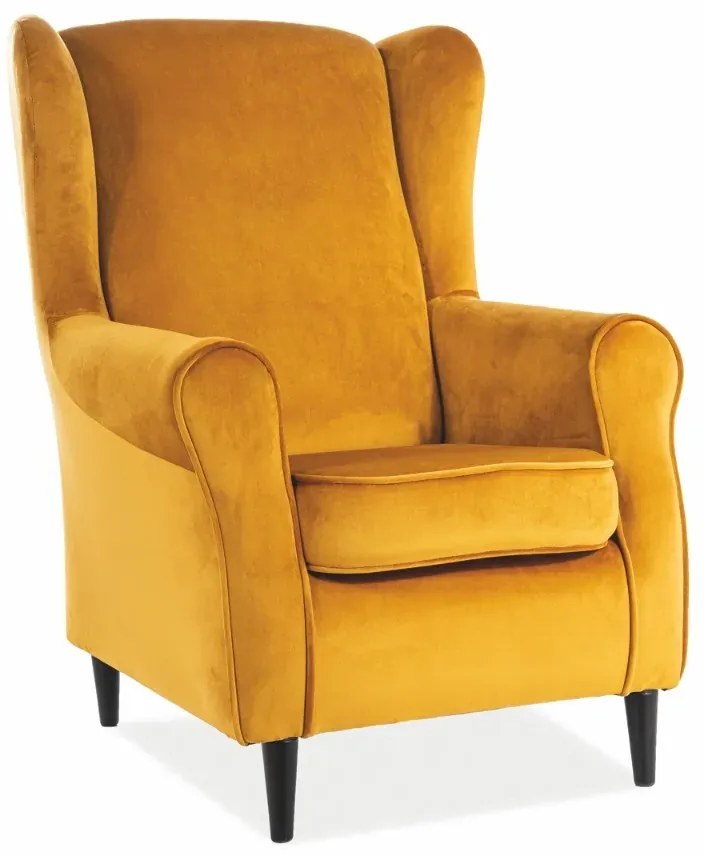 FOTEL BARON VELVET CURRY BLUVEL 68 / WENGE SIGNAL