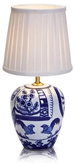 Niebiesko-biała lampa stołowa Markslöjd Goteborg, wys. 33 cm