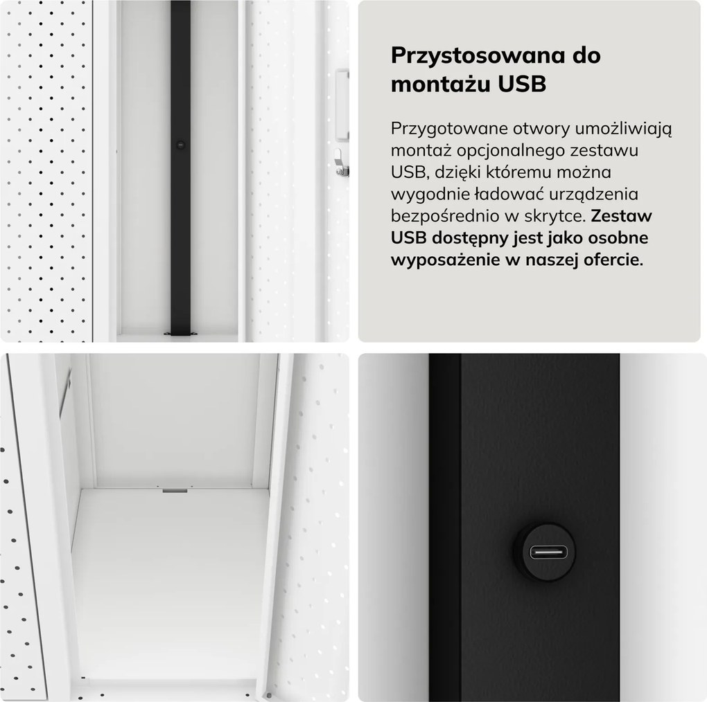 Perforowana szafka ubraniowa BHP skrytkowa Bartek Pro, 136 x 45 x 172 cm, kolor biały