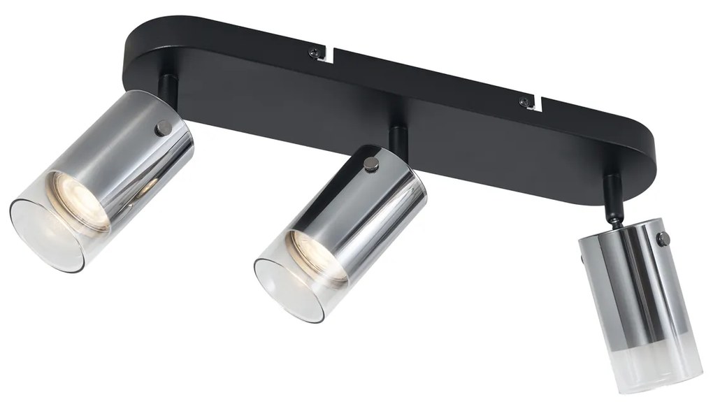 Nowoczesny reflektor sufitowy Gunmetal 3-punktowy obrotowy i regulowany - Drain Nowoczesny Oswietlenie wewnetrzne