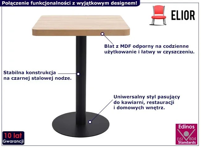 Kwadratowy nowoczesny stolik barowy dąb sonoma + czarny - Equss