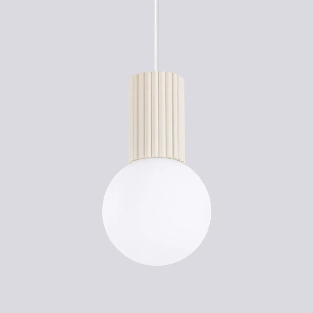 Lampa wisząca HALO 1 beżowa ryflowana  SOLLUX  LIGHTING