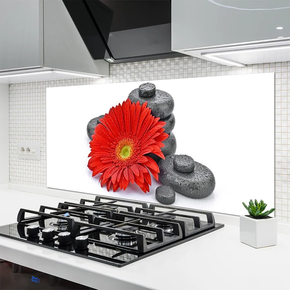 Panel Szklany Wyrazista Czerwona Gerbera