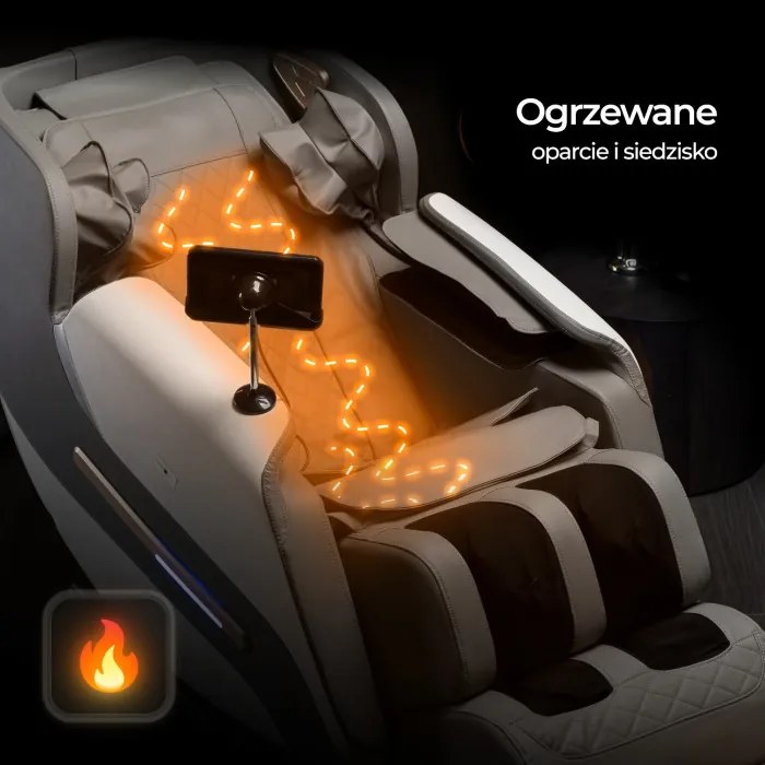 Fotel Masujący VX MAX Wypoczynkowy Relaksacyjny Szary Ekoskóra Nowoczesny