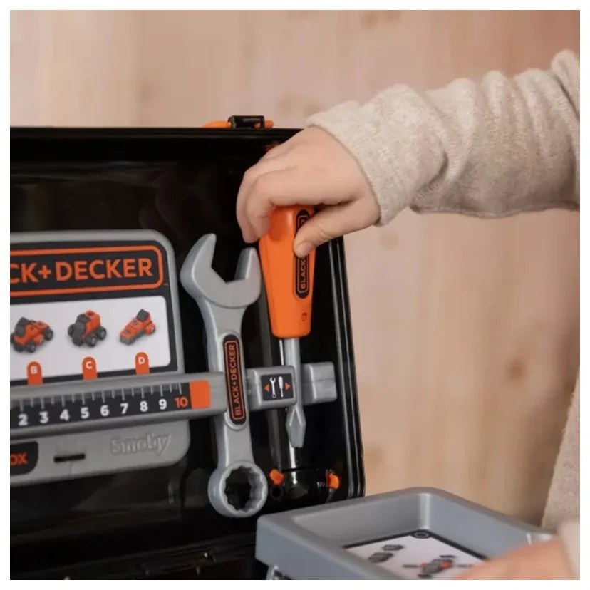 Smoby black & decker walizka z narzędziami + samochód w częściach