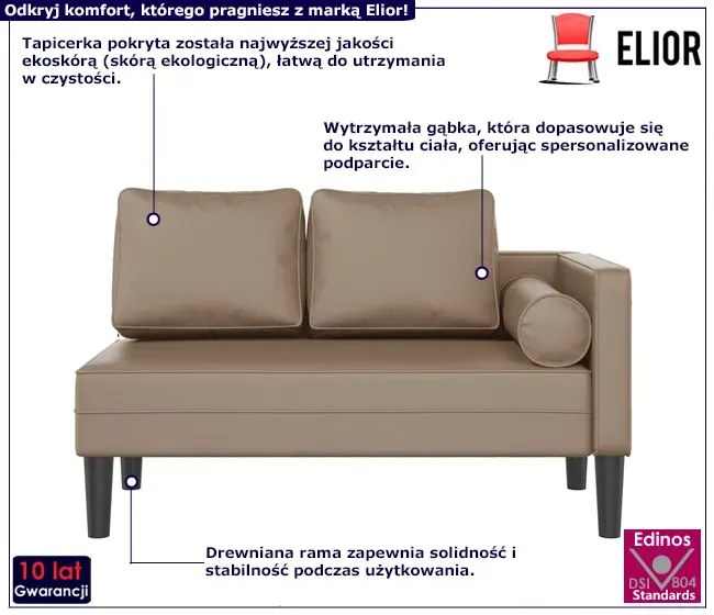Leżanka do salonu z ekoskóry cappuccino - Elenor
