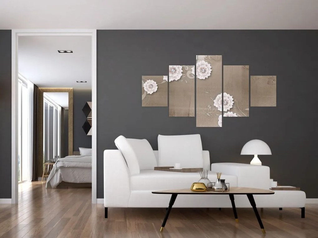 Obraz - Draperie z kwiatami (125x70 cm)