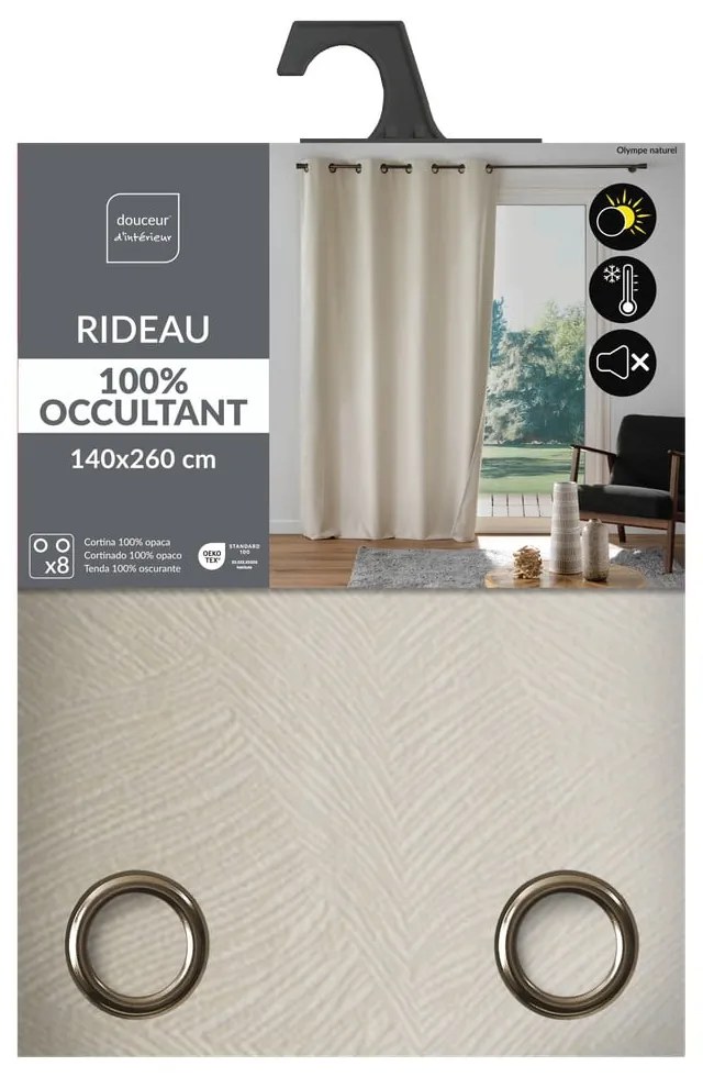 Beżowa aksamitna zasłona 140x260 cm Olympe – douceur d'intérieur