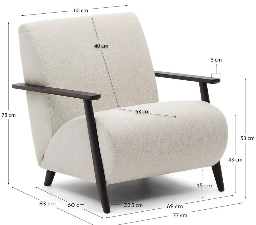 Beżowokremowy fotel z tkaniny szenilowej Meghan – Kave Home