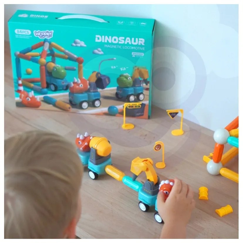 Woopie klocki magnetyczne dinozaury konstrukcyjne 84 el.