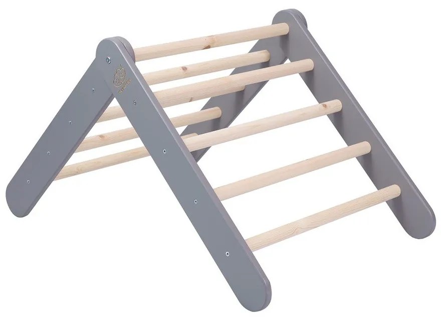 Szaro-naturalna drabinka pikler z litego drewna sosnowego 265x61x60 cm Montessori – Meowbaby