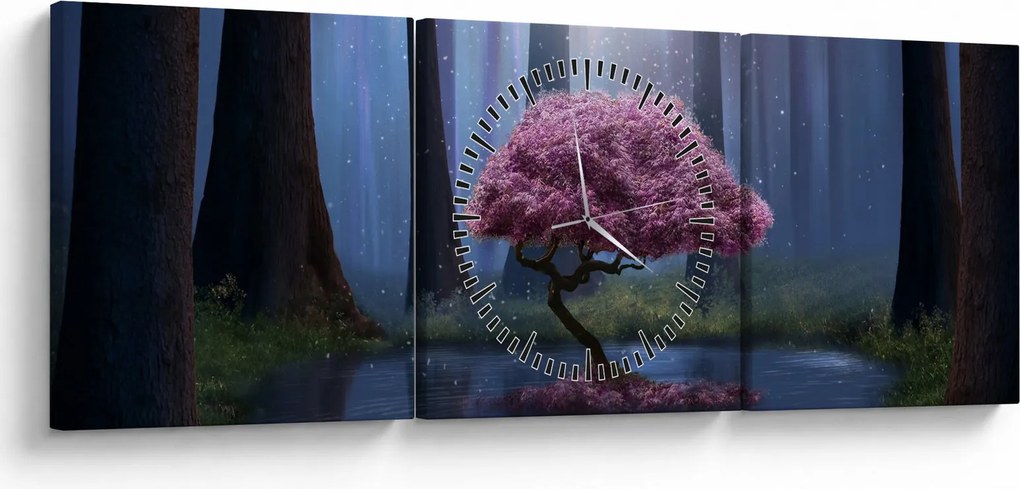 Obraz - Magiczna noc (z zegarem) (90x30 cm)