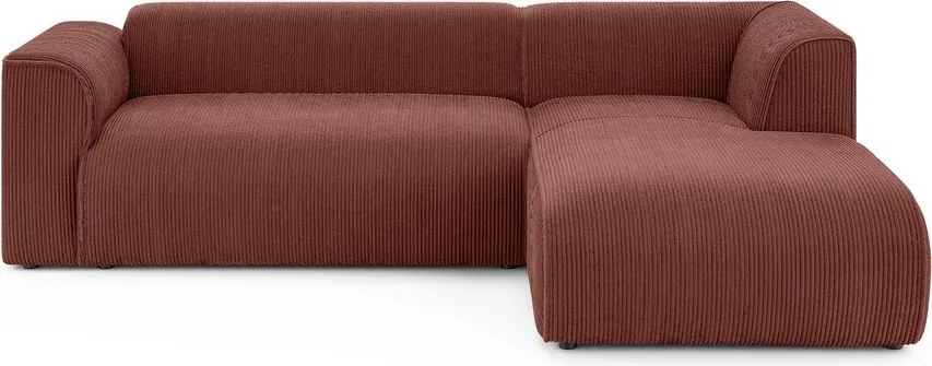 Sztruksowy narożnik (prawostronny/z szezlongiem) w kolorze terakoty Merid – Ropez