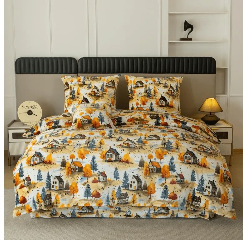 PrzytulneMieszkanie.pl PrzytulneMieszkanie.pl Pościel z mikropluszu AUTUMN VILLAGE kolorowa Rozmiar pościeli: 70 x 90 cm | 140 x 200 cm