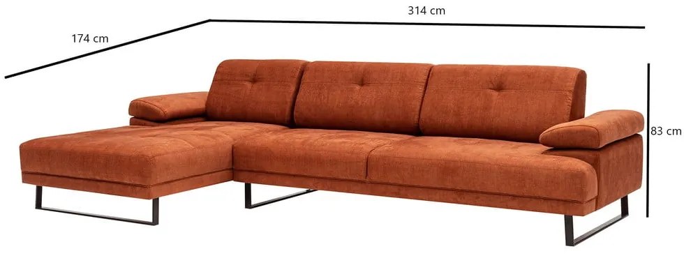 Orange Artie Mustang sofa narożna, lewy narożnik