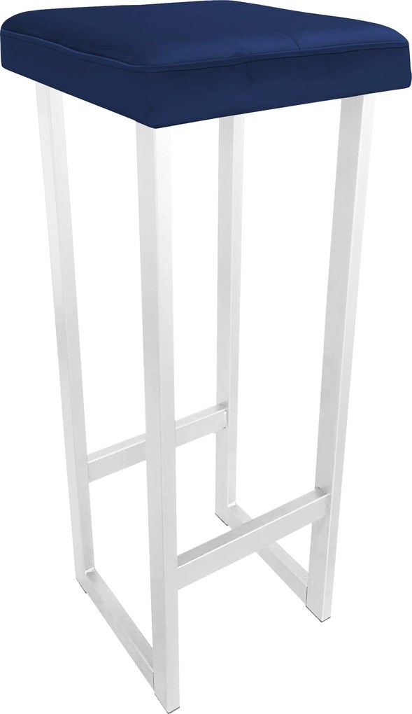 Hoker ALEX krzesło barowe tkanina Welur podstawa metalowa : Kolor Stelaża - Biały, Kolor tkaniny - VELVET - MG16, Wysokość - 90 cm