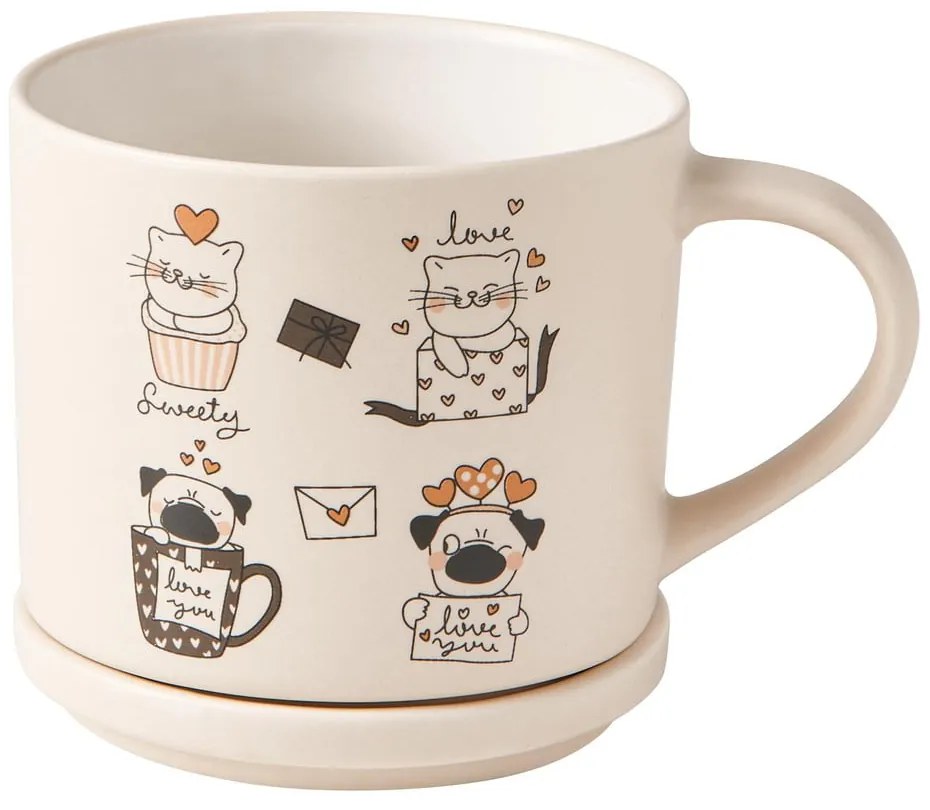 Pomarańczowe/beżowe porcelanowe kubki zestaw 2 szt. 350 ml Cats – Brandani