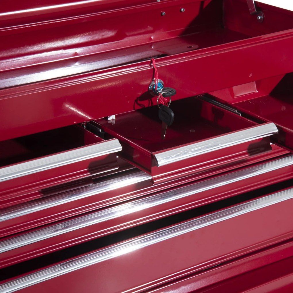 HOMCOM Szafka Narzędziowa Wózek 16 Szuflad Czerwona