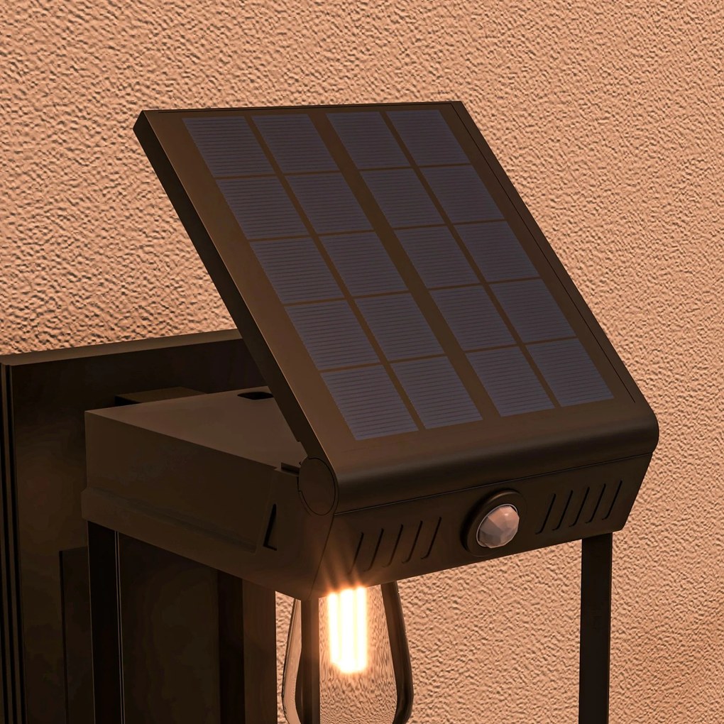 Outsunny Lampa solarnej ogrodowa zewnętrzna Solarlampe, odporna na warunki atmosferyczne, czujnik ruchu, 14 cm x 24 cm x 24 cm, Czarny