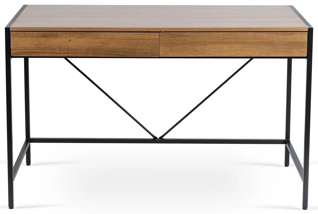 Biurko do Gabinetu z Szufladami ALLY 123 cm Orzech/Czarny Nowoczesne Loft