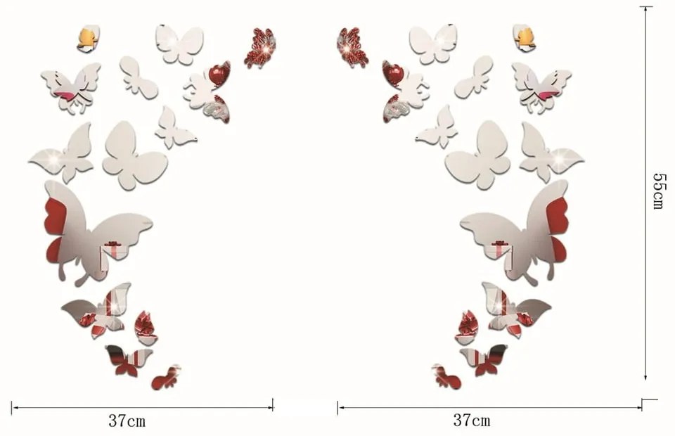 Zestaw 28 naklejek lustrzanych Ambiance Butterfly