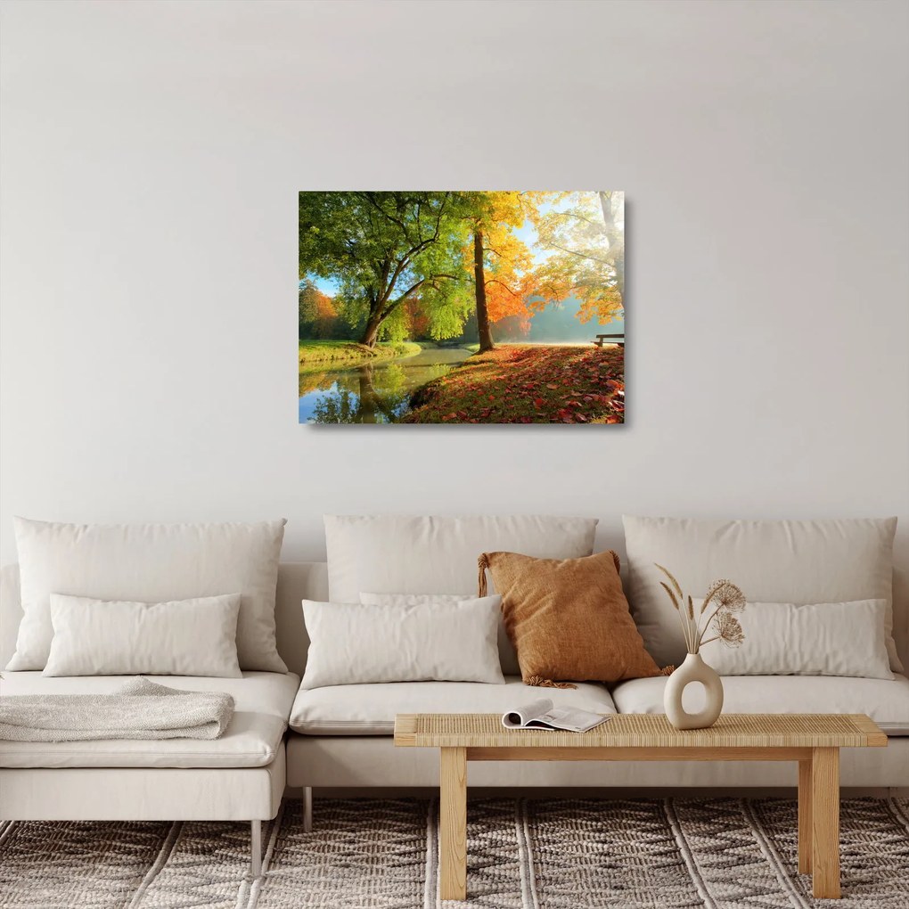 Obraz na szkle - Spokojny jesienny krajobraz (70x50 cm)