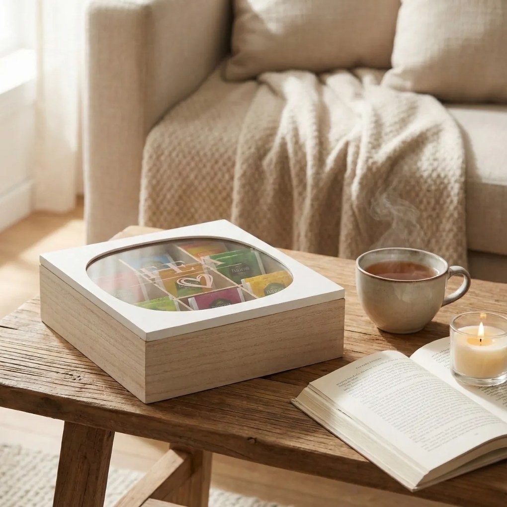 Herbaciarka ze szklanym wiekiem ZEN, 24 x 24 x 7 cm