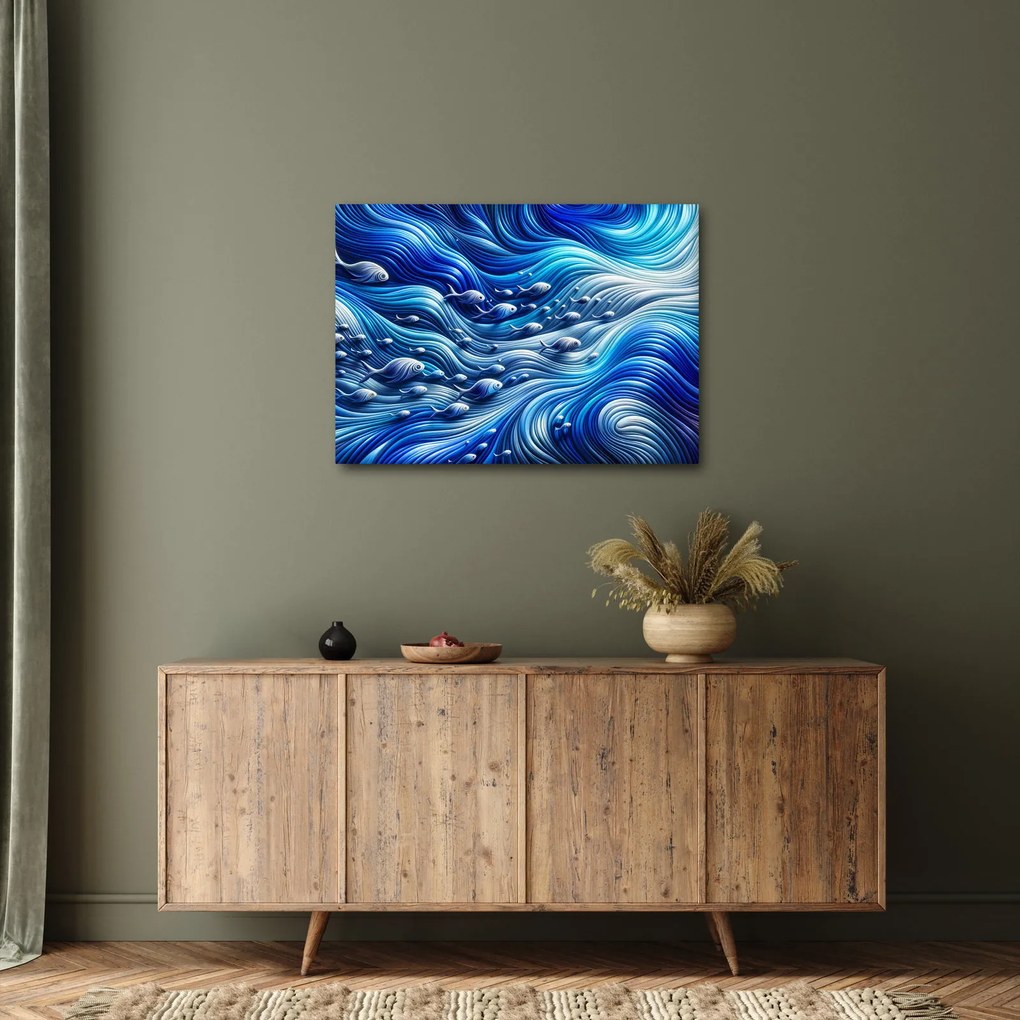 Obraz – Ryby w falach (70x50 cm)