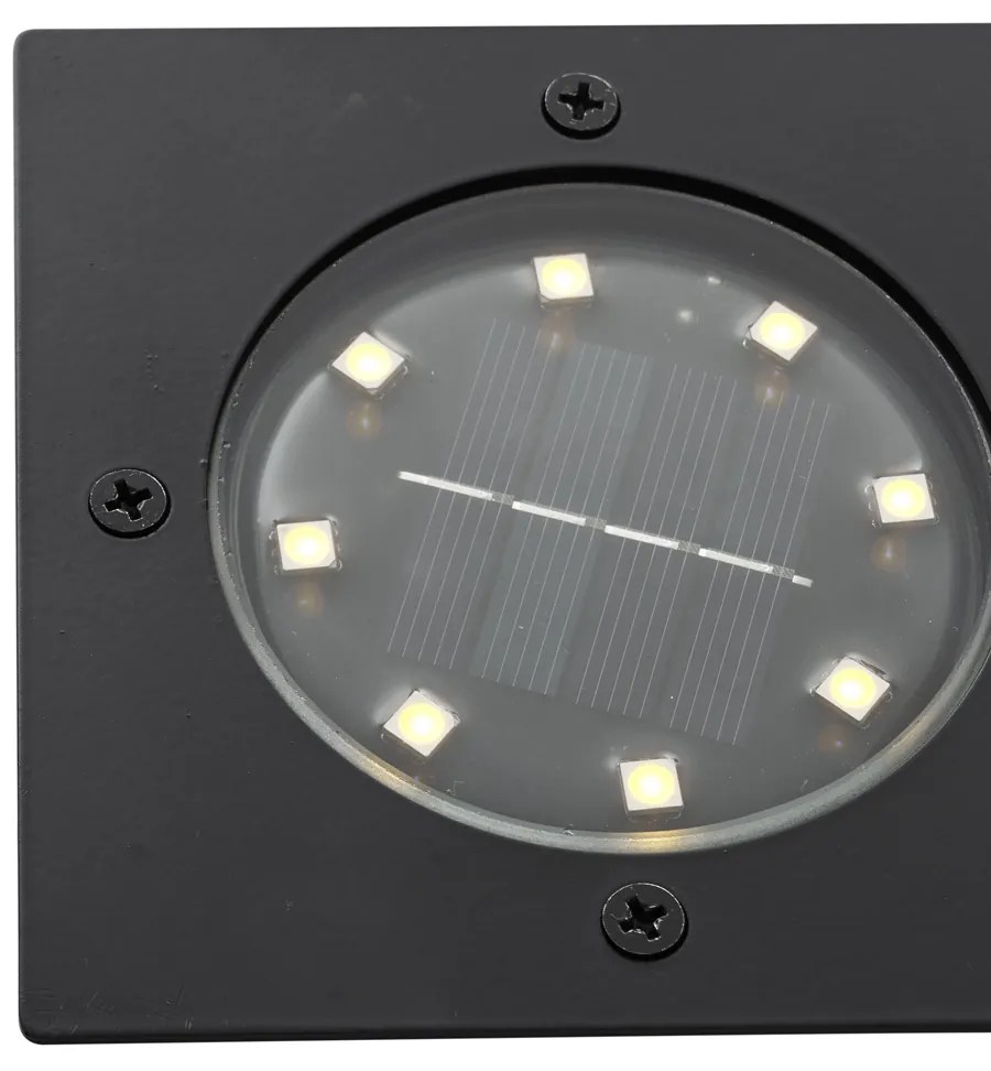 Zewnetrzna Zestaw 6 reflektorów gruntowych czarnych kwadratowych z LED IP65 solarnych - Terry Nowoczesny Oswietlenie zewnetrzne