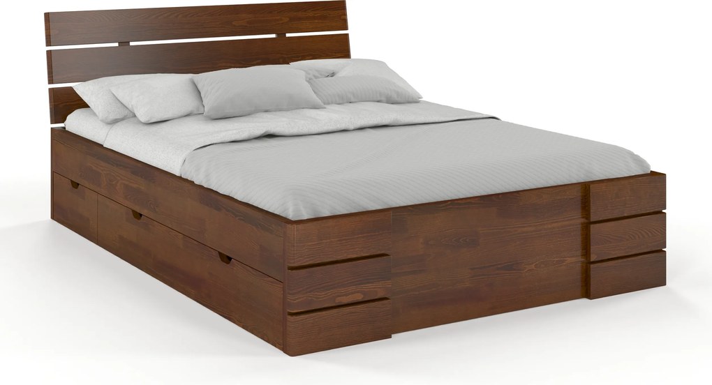 Łóżko sosnowe Visby Sandemo High Drawers