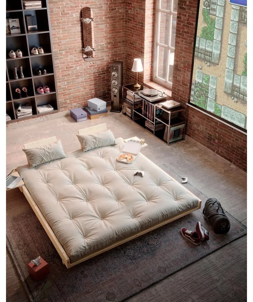 Łóżko dwuosobowe z litego drewna sosnowego ze stelażem 160x200 cm Social Bed – Karup Design