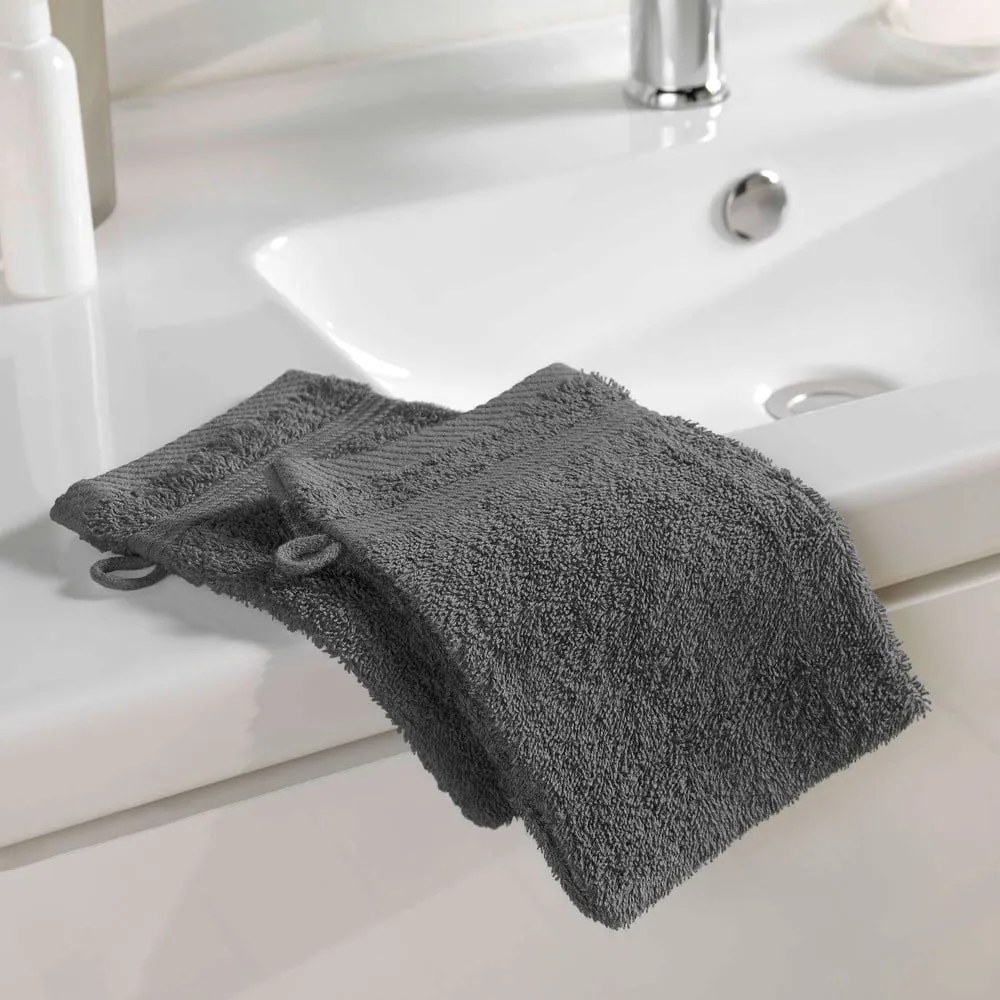 Ciemnoszara bawełniana myjka 15x21 cm Tendresse – douceur d'intérieur
