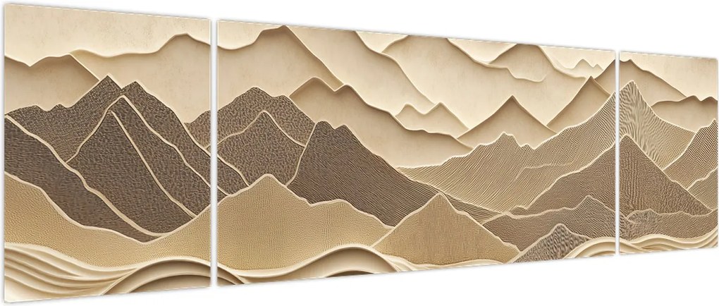 Obraz - 3D linie gór (170x50 cm)