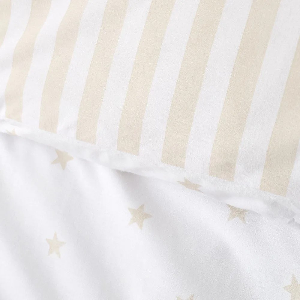 Biało-beżowa bawełniana pościel dziecięca do łóżeczka 120x150 cm Mini Star &amp; Stripes – Bianca