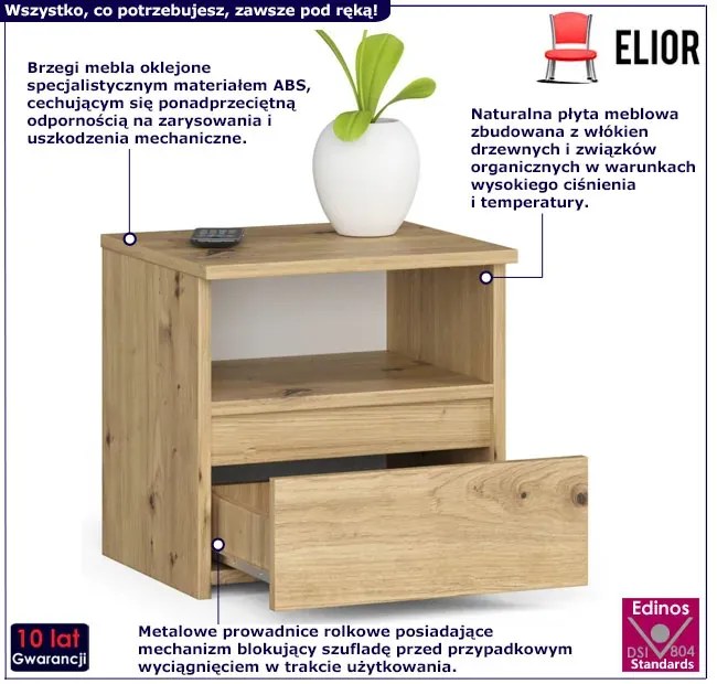 Stojąca szafka nocna z szufladą dąb artisan E5-E46