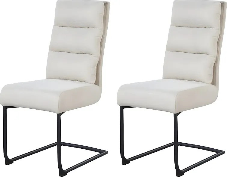 Zestaw krzeseł 2 szt. - tkanina i czarny metal - beż - MARKAR