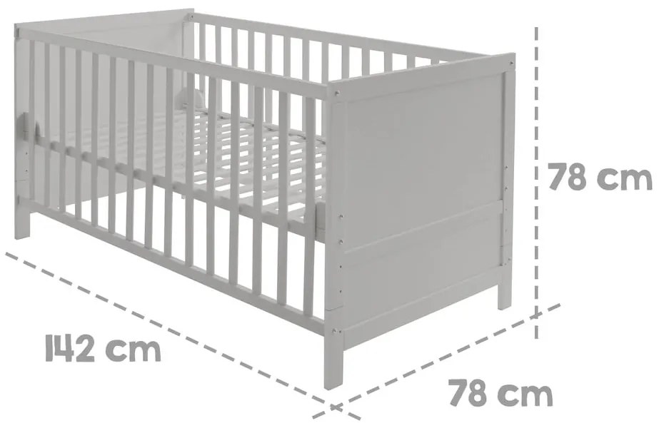 Jasnoszare łóżeczko 70x140 cm – Roba