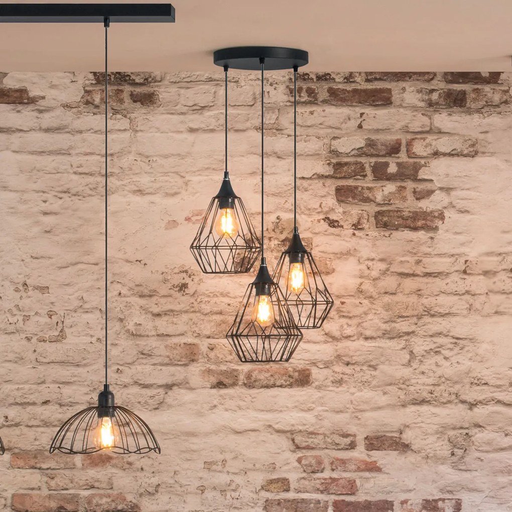 Lampa sufitowa, metalowa, LOFT, designerska, 3 sztuki w komplecie